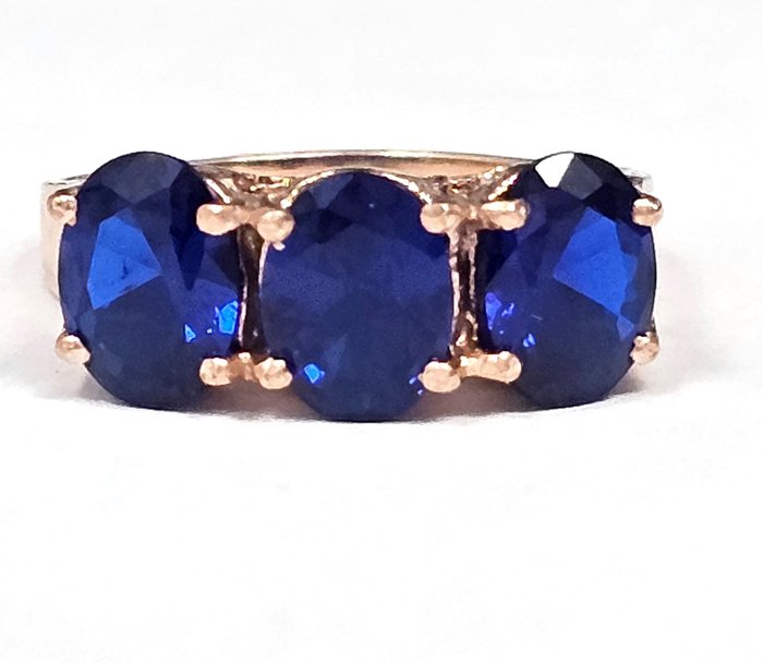 Ingen mindstepris - Ring - 9 kt. Rosaguld, Sølv -  3.40ct. tw. Safir - Safir