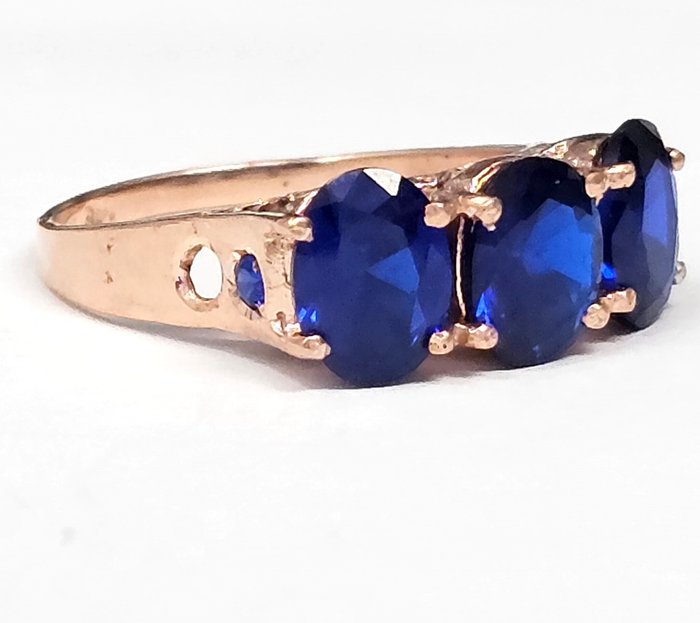 Ingen mindstepris - Ring - 9 kt. Rosaguld, Sølv -  3.40ct. tw. Safir - Safir