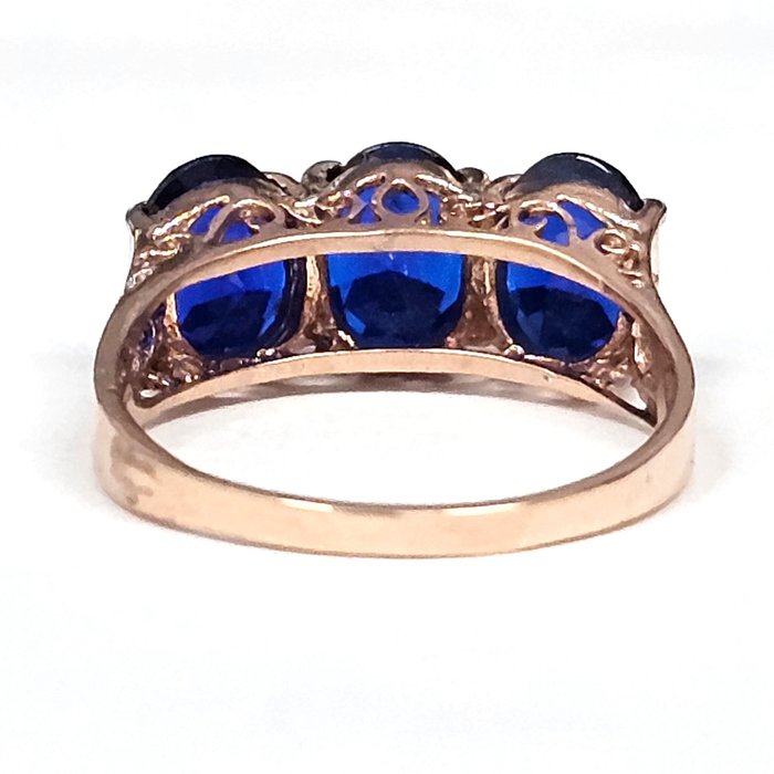 Ingen mindstepris - Ring - 9 kt. Rosaguld, Sølv -  3.40ct. tw. Safir - Safir