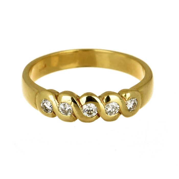 Ring - 18 kraat Gulguld Diamant (Natur)