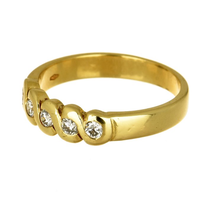 Ring - 18 kraat Gulguld Diamant (Natur)