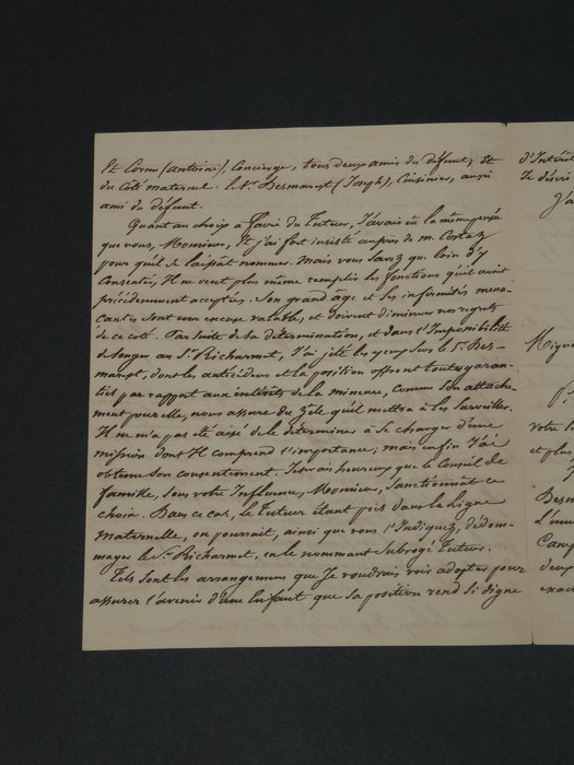 Marie Jean Pierre Hubert de Cambacérès - Longue lettre autographe signée de 3 pages - Conseil de Famille - 1834