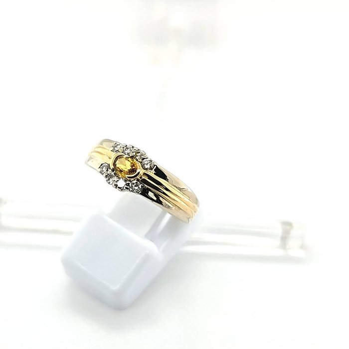 Ring - 18 kraat Gulguld, Hvidguld -  0.30ct. tw. Citrin - Diamant - Unik Bandring RS 55