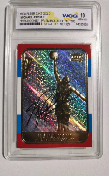 1998 - Fleer - 23KT Gold - Michael Jordan - 1986 Rookie - Prism Holo Refractor - Signature Series - 1 Graded card - WCG 10