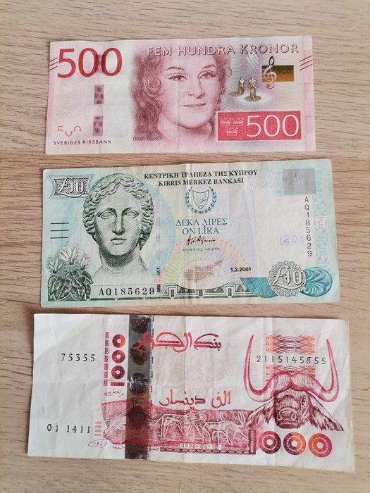 Verden. - 3 banknotes - various dates  (Ingen mindstepris)