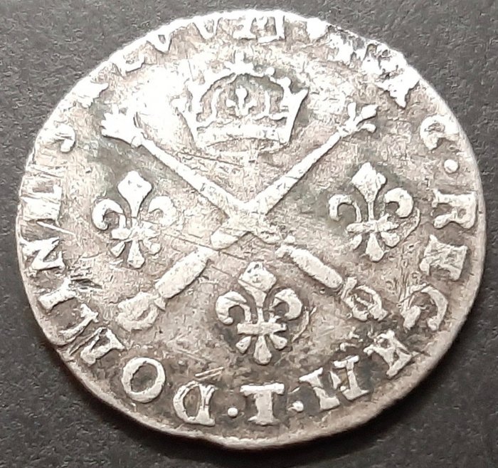 Frankrig Ludvig 14 (1643-1715) 10 Sols aux Insignes 1707-T Nantes  (Ingen mindstepris)