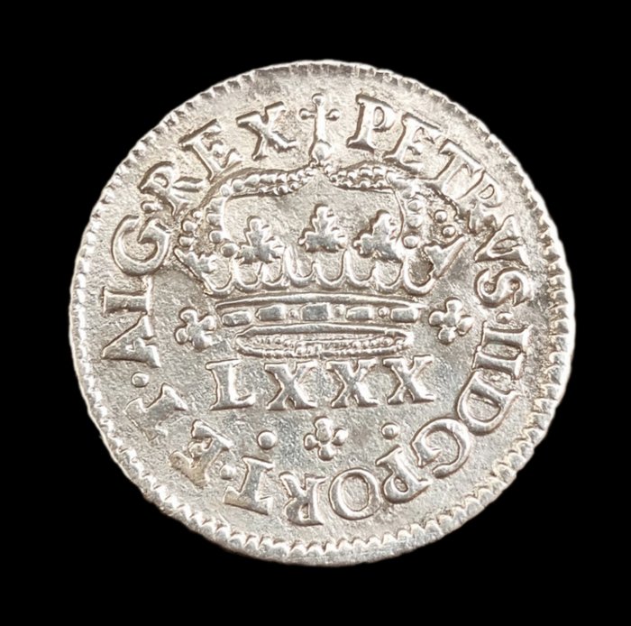 Portugal D Pedro II (1683-1706) Tostão (100 Réis) - Lisboa - 2º Tipo - D G PORT - Sem Pontuação - Não Referenciada