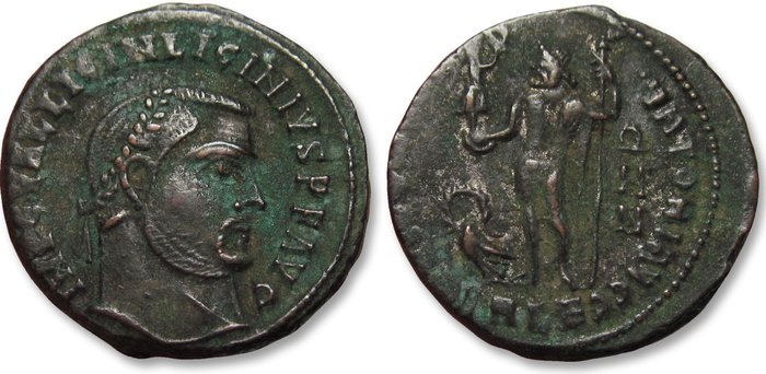 Romarriket Constantine I  Licinius I Follis Group of 2x folles: Alexandria mint (mintmark ALE) + Ticinum (mintmark TT)