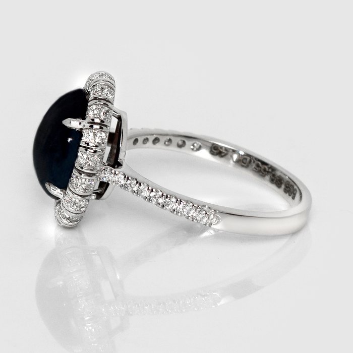 Ingen mindstepris - Ring - 14 karat Hvidguld -  4.00ct. tw. Safir - Diamant - IGI 3,55 ct Deep Blue