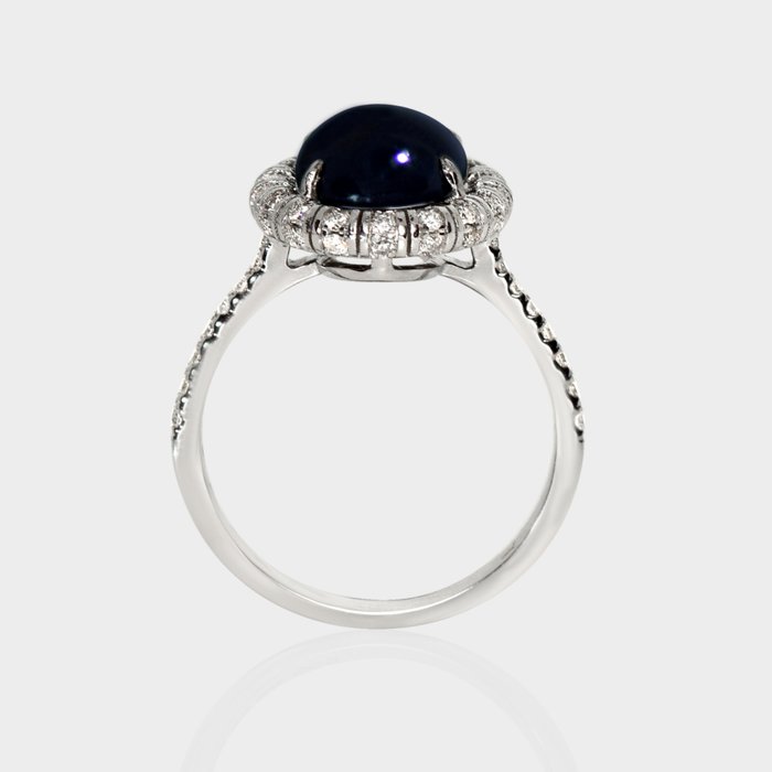 Ingen mindstepris - Ring - 14 karat Hvidguld -  4.00ct. tw. Safir - Diamant - IGI 3,55 ct Deep Blue