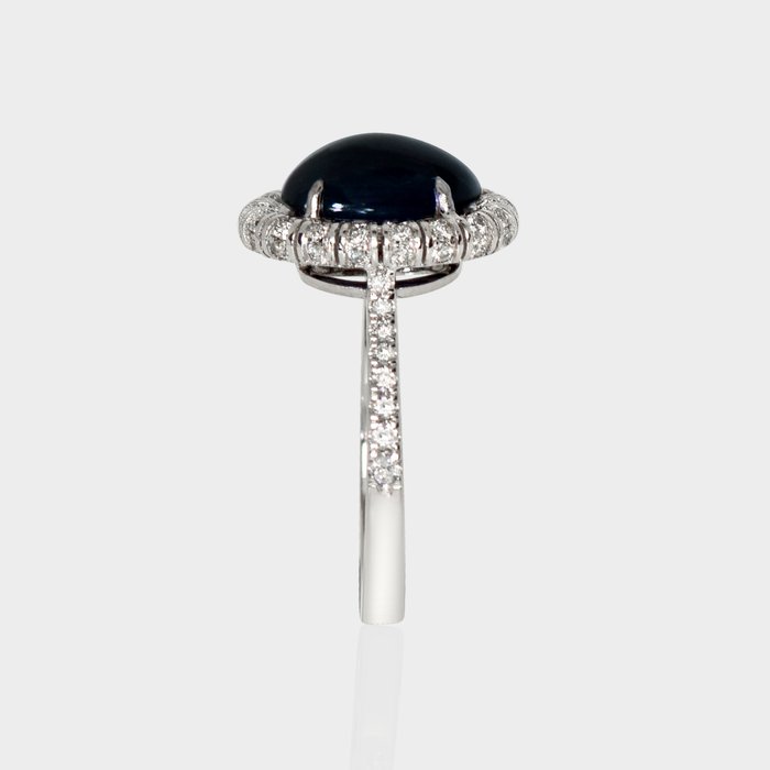 Ingen mindstepris - Ring - 14 karat Hvidguld -  4.00ct. tw. Safir - Diamant - IGI 3,55 ct Deep Blue