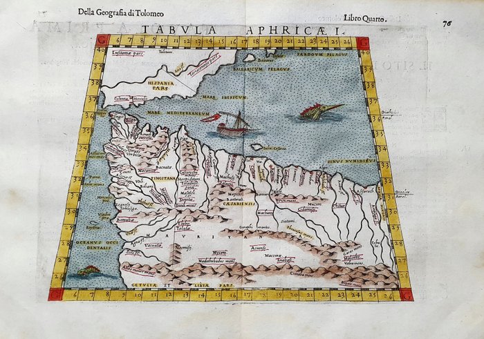 Afrika - Nordafrika / Marokko / Spanien / Gibraltar / Mauretanien / Algeriet; Rosaccio / Magini / Tolomeo - Tabula Aphricae I - 1581-1600