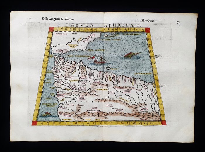 Afrika - Nordafrika / Marokko / Spanien / Gibraltar / Mauretanien / Algeriet; Rosaccio / Magini / Tolomeo - Tabula Aphricae I - 1581-1600