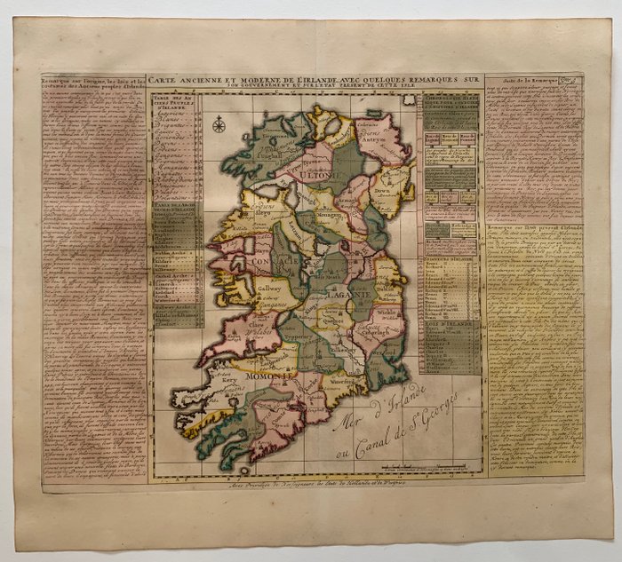 Irland - Irland; H. Chatelain - Carte Ancienne Et Moderne De L'Irlande… - 1701-1720