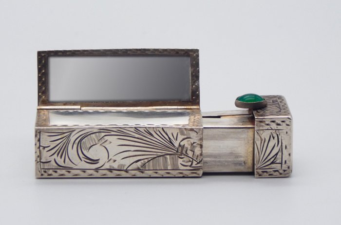 Art Nouveau Toiletsæt - Argenteria Fiorentina di Nucci Rodolfo fu Salvatore (57 FI) - Portarossetto in Argento Massiccio, - .800 sølv