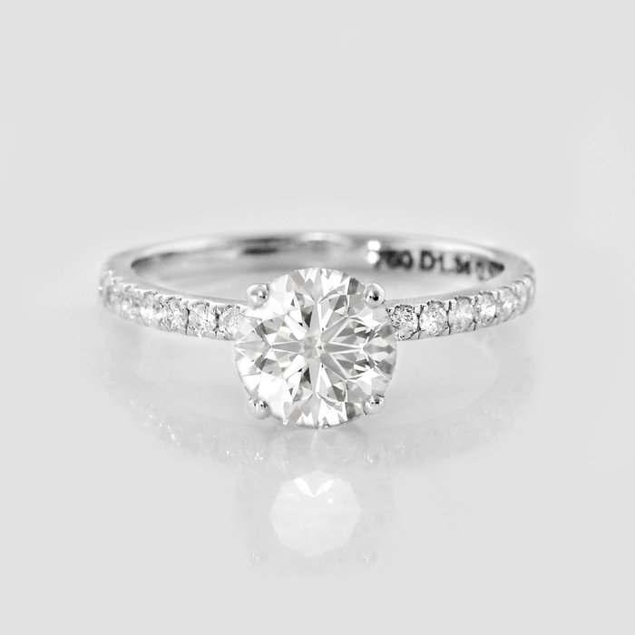 Ingen mindstepris - Ring - 18 kraat Hvidguld, 1,34 ct E VS1 -  1.72ct. tw. Diamant (Natur) - Diamant - G.C.I