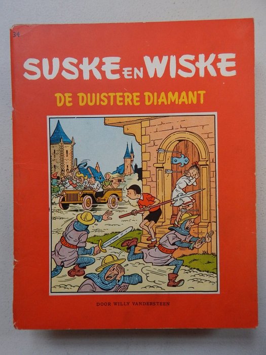 Suske en Wiske 34 - (RV) Rode reeks Vlaams - De Duistere Diamant - 1 x antikvarisk album - Første udgave - 1958