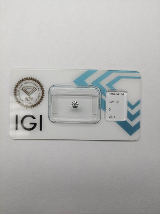 Ingen mindstepris - 1 pcs Diamant  (Natur)  - 021 ct - Rund - D (farveløs) - VS1 - International Gemological Institute (IGI)