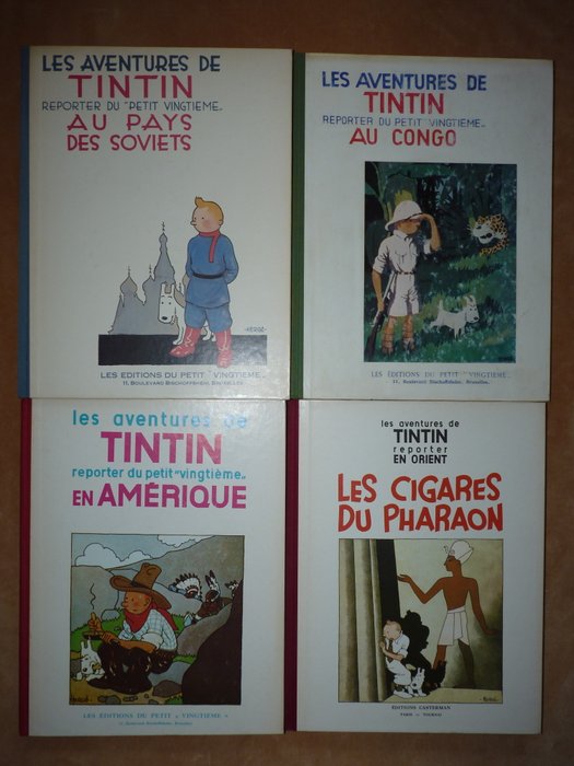 Tintin T1 à T4 - NB - 4 Faksimile album - Første udgave - 1981/1984