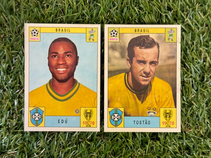 1970 Panini Mexico 70 World Cup Brasil - Edu, Tostao - 2 Card - Næsten så god som ny (NM)