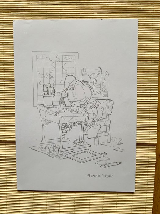 Roberta Migheli - 1 Original drawing - Donald Duck - Paperino Paperotto attento alle lezioni! - 2023