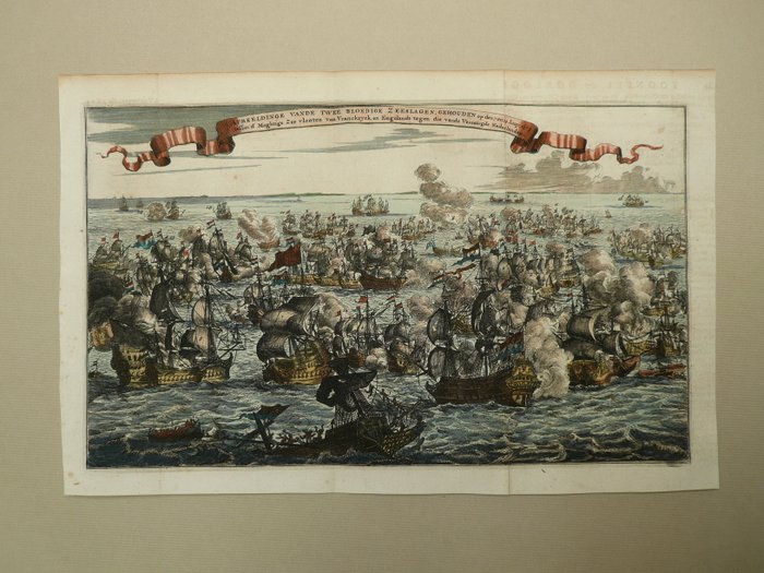 Holland - Sjælland; L. van de Bosch - Afbeeldinge van de twee bloedige Zeeslagen, gehouden op den 7 en 14 iuny 1673 - 1681-1700