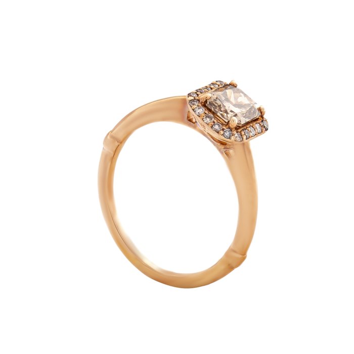 Ingen mindstepris - Ring - 14 karat Rosaguld -  108ct tw Brun Diamant (Naturfarvet) - Diamant