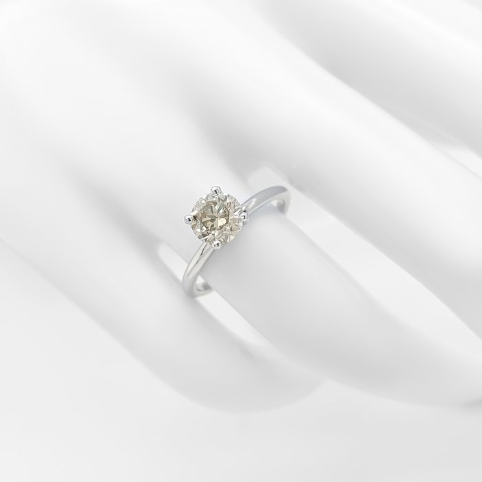 Ring - 14 karat Hvidguld -  1.20ct. tw. Grå Diamant (Naturfarvet)