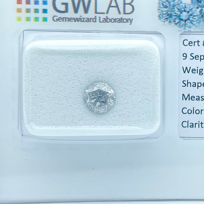 Ingen mindstepris - 1 pcs Diamant  (Natur)  - 0.70 ct - Rund - E - I2 - Gemewizard Gemological Laboratory (GWLab)