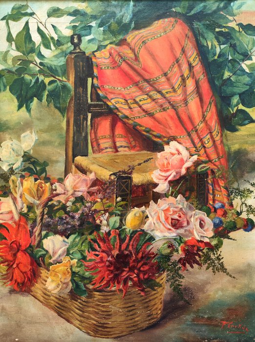 Francisco Cortina García de Mora (1879-1950) - Cesta de flores con mantón