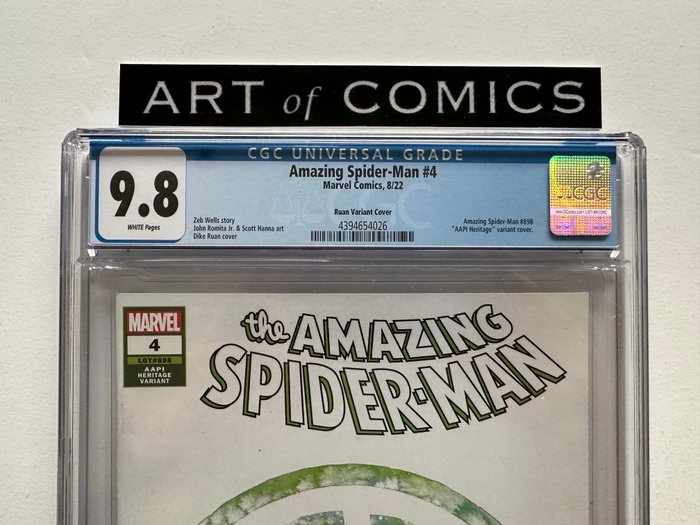 The Amazing Spider-Man #4 (Amazing Spider-Man #896) - Dike Ruan Variant Cover - CGC Graded 98 - Extremely High Grade!! - White Pages!! - 1 Graded comic - Første udgave - 2022