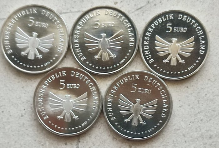 Tyskland 5 Euro 2022/2024 (5 moedas)  (Ingen mindstepris)