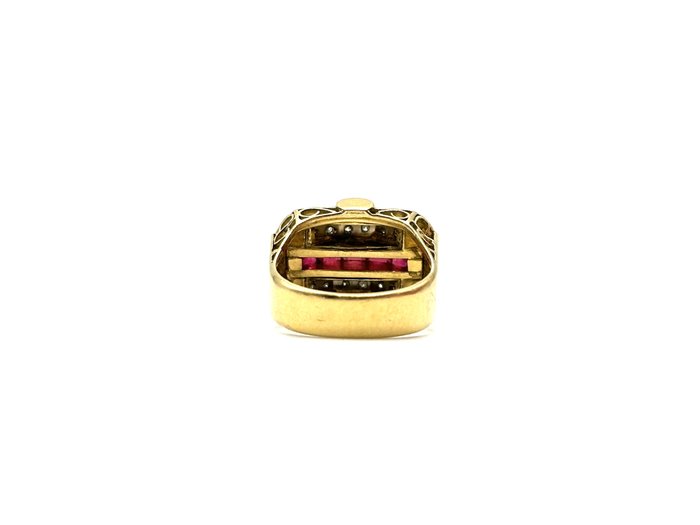 Ring - 18 kraat Gulguld -  0.25ct. tw. Rubin - Diamant