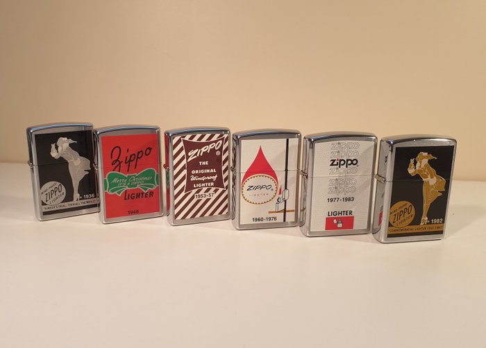 Zippo, Vintage Box Design Series Set - Limited, 250 made - Lighter - Stål -  (6)