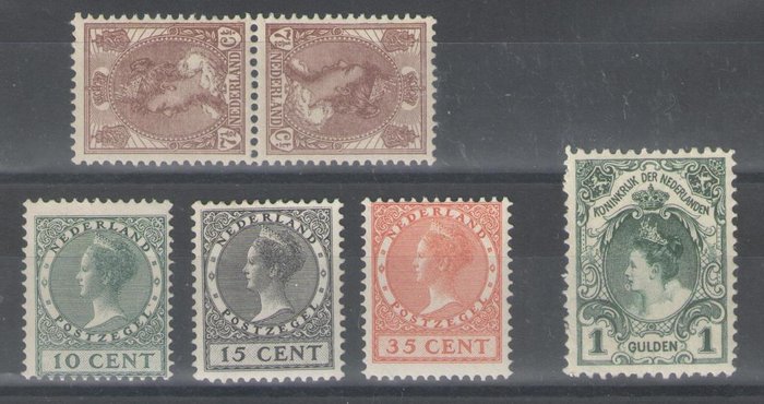 Holland 1899/1924 - Keerdruk, Wilhelmina og Tentoonstelling - NVPH 61b, 77B, 136/138