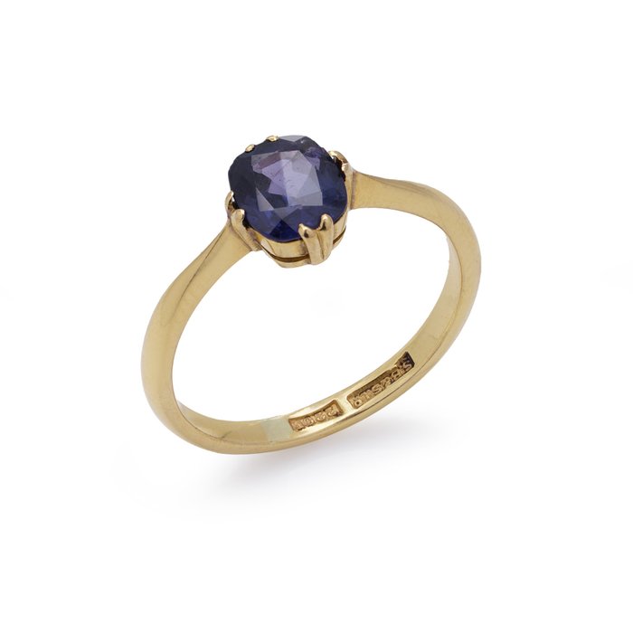 Ring 22 karat gult guld safir solitaire ring.