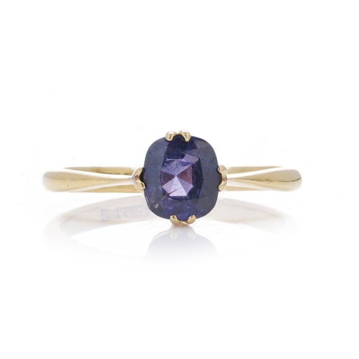 Ring 22 karat gult guld safir solitaire ring.