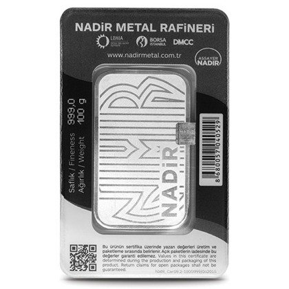 100 gram - Sølv - Nadir Metal Rafineri - Silberbarren  (Ingen mindstepris)