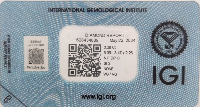 Ingen mindstepris - 1 pcs Diamant  (Naturfarvet)  - 028 ct - Oval - Fancy deep Orange - SI2 - International Gemological Institute (IGI)