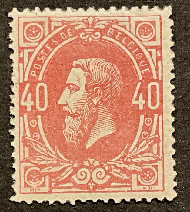 Belgien 1869 - Leopold II - Design 1869 - 40 centimes - Pink til lakserosa - Lille print - OBP 34 - Mooie Centrage