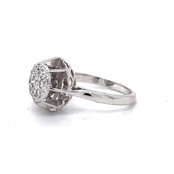 Ring - 18 kraat Hvidguld Diamant (Natur)