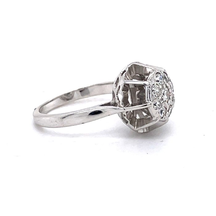 Ring - 18 kraat Hvidguld Diamant (Natur)