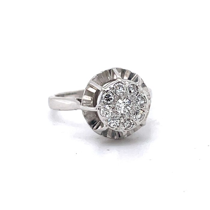 Ring - 18 kraat Hvidguld Diamant (Natur)