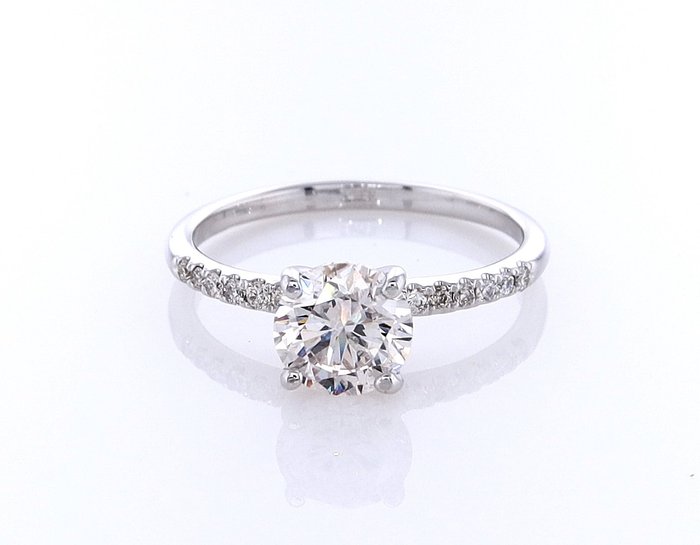 Ring - 14 karat Hvidguld -  1.18ct. tw. Diamant (Natur) - Diamant