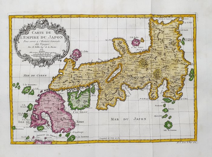 Asien - Japan / Tokyo / Yokohama / Osaka; La Haye / P. de Hondt / J.N. Bellin - Carte de l'Empire du Japon - 1721-1750