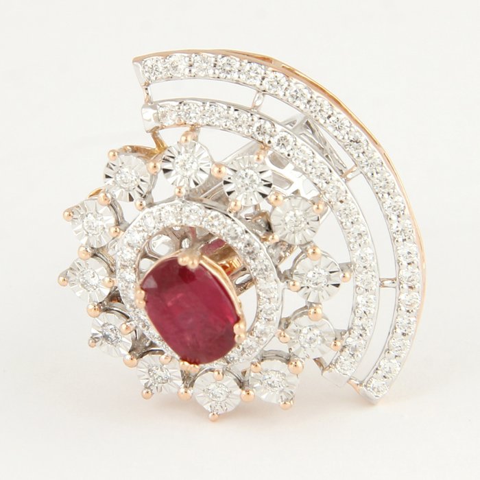 Cocktailring - 14 karat Hvidguld -  2.59ct. tw. Rubin - Diamant - Ruby og diamantring