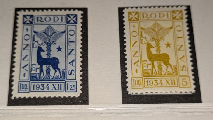 Italienske Ægæiske Øer - generelle udgaver 1935 - Pragtfuld og sjælden komplet helligårsserie med alle 8 originale værdier - Sassone S.17a