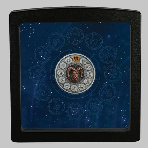 Niue. 1 Dollar 2020 Aries - Zodiac Signs - Antique Finish, 1 Oz (.999)  (Ingen mindstepris)