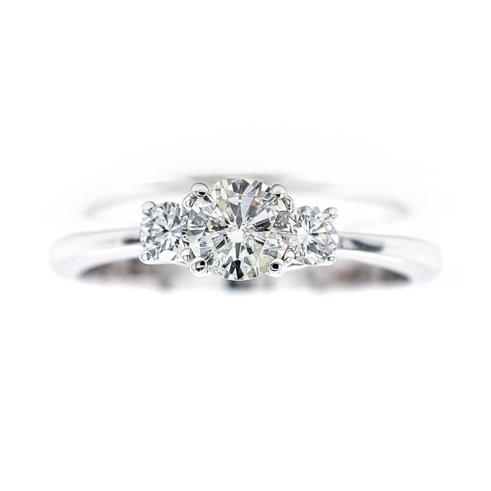 Ring - 14 karat Hvidguld -  0.45ct. tw. Diamant (Natur)  - Diamant