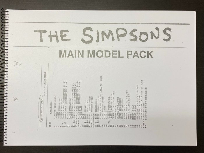 The Simpsons - 1 Hovedmodelpakke Act I Characters - Revideret 6/10/1997 (56 sider) - Pap Stor størrelse